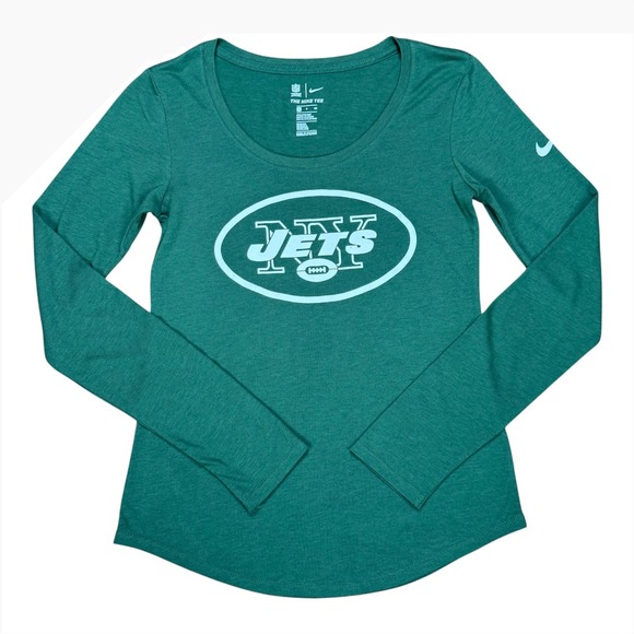 Nike Tops - Nike NFL New York Jets Womens Green Long Sleeve Tri-Blend T-Shirt Scoop Neck